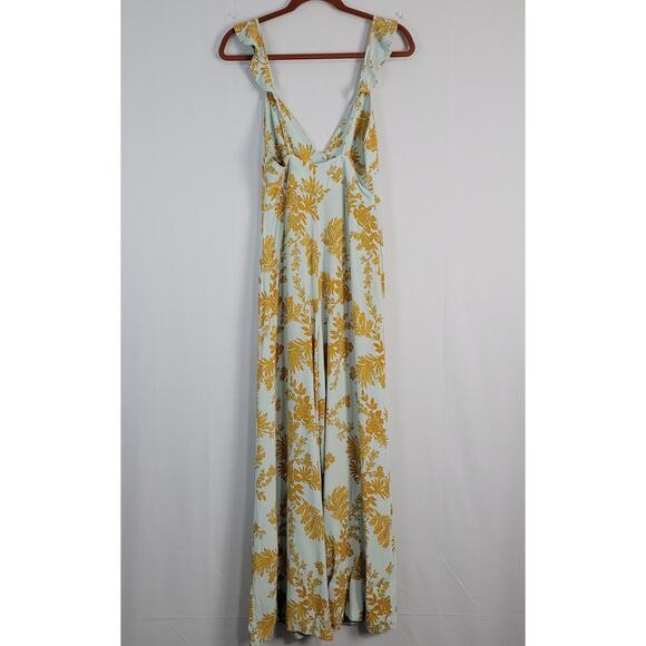 Free People Be The One Jumpsuit sz 4 floral boho festival open back wide leg - Picture 7 of 8